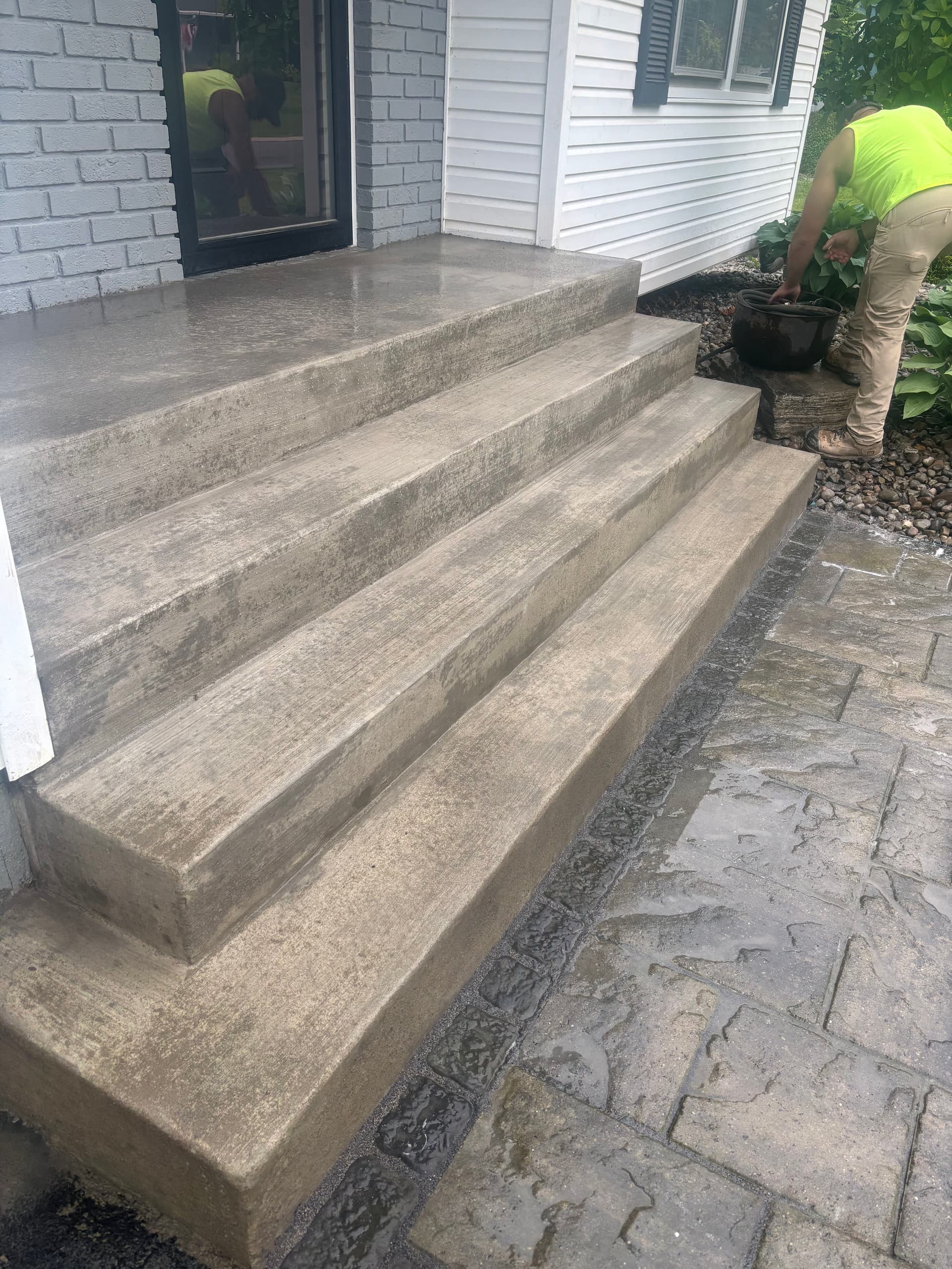 New Concrete Steps Tied Into an Existing Paver Walkway image