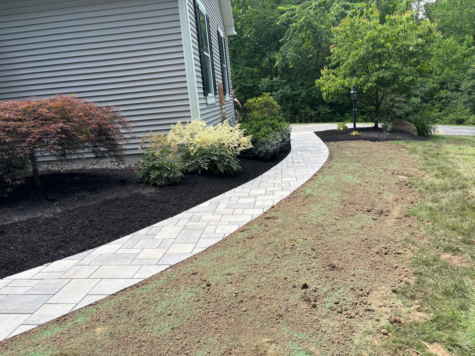 Gallery photos for Techo-Bloc Paver Walkway and Backyard Patio Install: Image #1